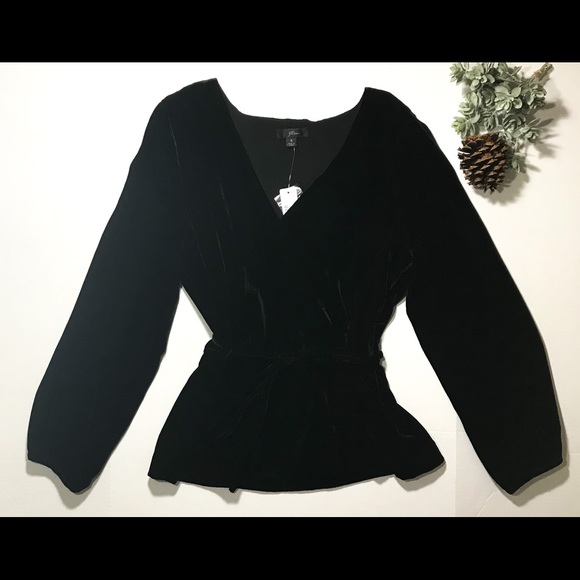 J. Crew Faux-wrap Top In Drapey Black Velvet NWT - Picture 4 of 7